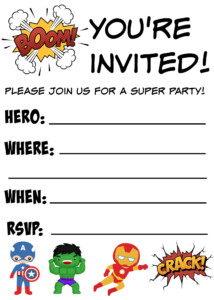 12 FREE Printable Blank Superhero Birthday Invitation