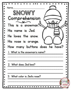 1st Grade Reading Comprehension Worksheets Printable PDF