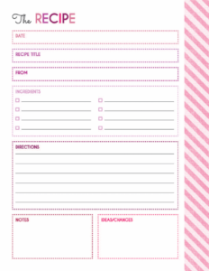 200 Printable Planner Pages Recipe Book Templates