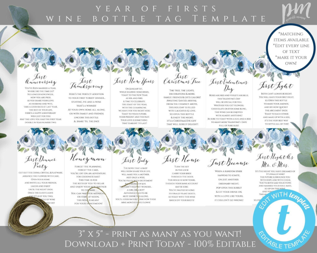 Diy Wedding Firsts Labels Template For Wine Printable