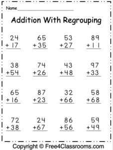 Addition With Regrouping Worksheets 3rd Grade Worksheets