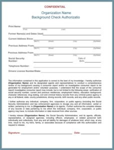 Background Check Authorization Form 5 Printable Samples