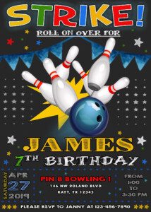 Bowling Party Birthday Invitation Oscarsitosroom