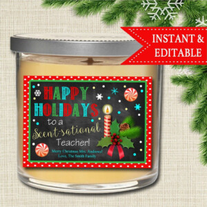 Christmas Candle Label Secret Santa Printable Teacher