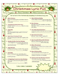 Christmas Song Game Christmas Music Game Christmas Carol