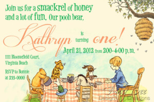 Classic Pooh Birthday Invitation Printable Etsy