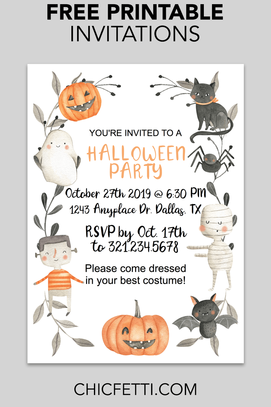 Cute Halloween Printable Invitation Free Halloween 