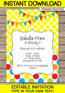 Editable Birthday Invitations Templates Free New Colorful