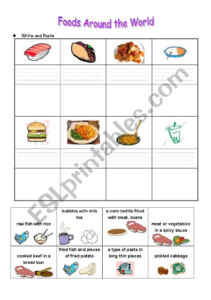 English Worksheets Foods Around The World