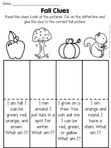 Fall First Grade Reading Writing Printables First