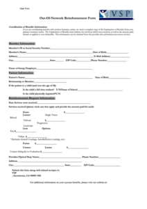 Fillable Vsp Out Of Network Reimbursement Form Printable