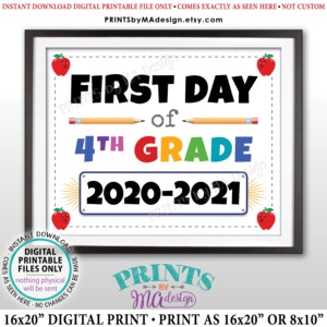 First Day Of School Sign Fourth Grader Starting 4th