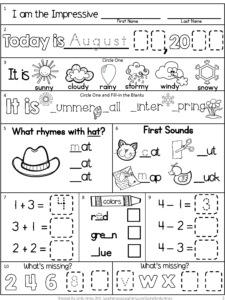 First Grade Morning Work Freebie For Back To School