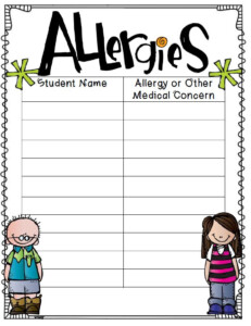 Food Allergy List Template For Daycare Google Search