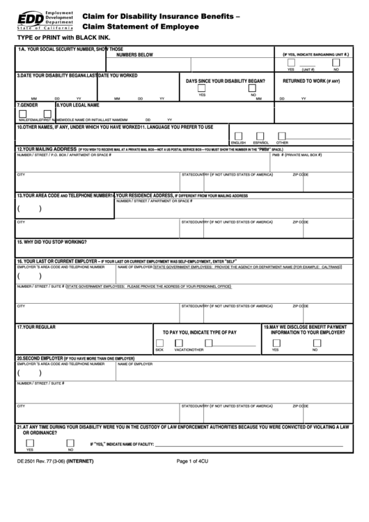 De 2501 Form 2021 Printable Customize And Print