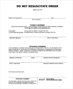 FREE 10 Sample Do Not Resuscitate Forms In MS Word PDF