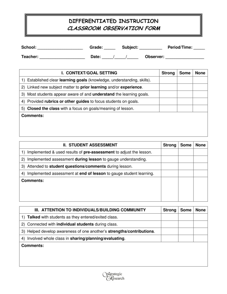 Printable Observation Survey Forms NewFreePrintable