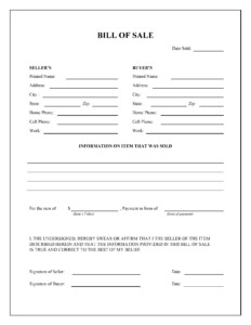 Free General Bill Of Sale Form PDF Word Do It