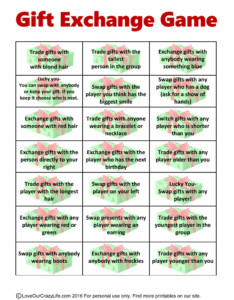 Free Gift Exchange Game Printable Christmas Gift Games