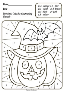 Free Halloween Pumpkin Color By Number Letter For