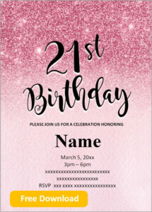 FREE Printable 21st Birthday Invitations Templates Party