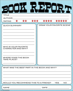 Free Printable Book Report Forms For Elementary Students