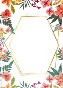 FREE Printable Golden Floral Frame Invitation Templates