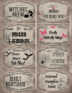 Free Printable Halloween Apothecary Labels 16 Designs