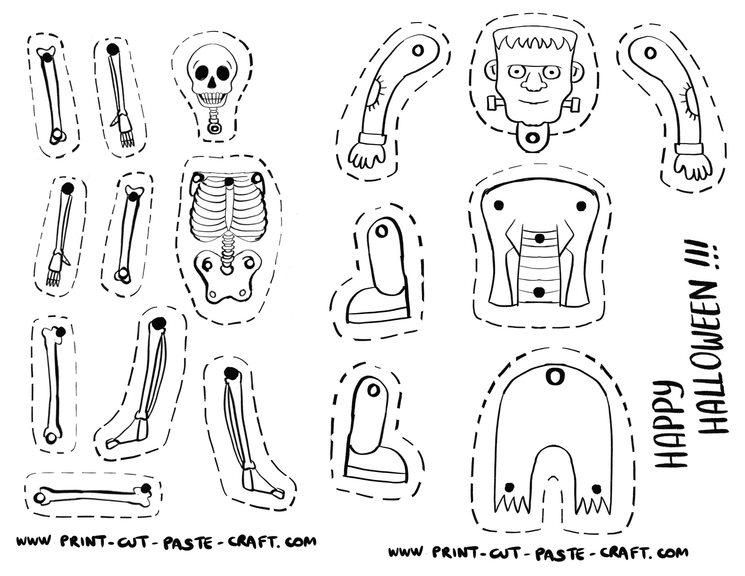 Free Printable Halloween Craft Dancing Skeleton And 