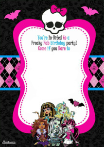 FREE Printable Monster High Birthday Invitations Monster