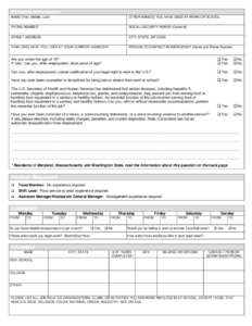 Free Printable Taco Bell Job Application Form Page 2