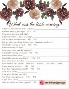 Free Printable What Was The Bride Wearing Game