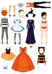 Halloween Paper Doll With Different Costumes Free