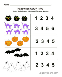 Halloween Preschool Worksheet For Counting Practice