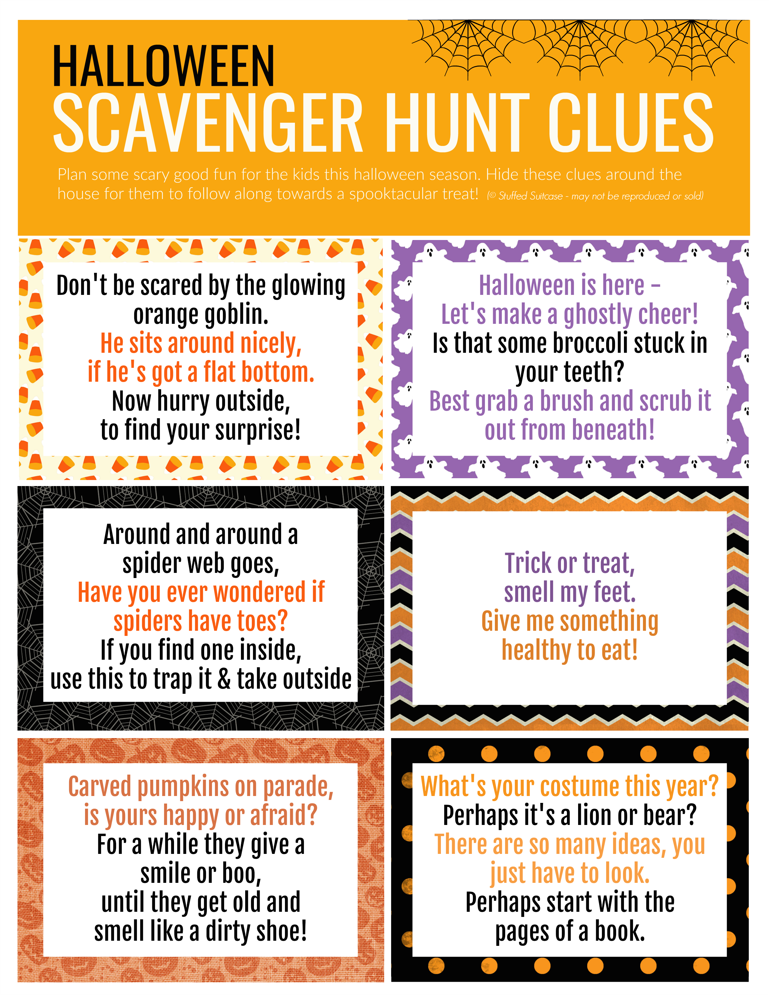 Halloween Scavenger Hunt Printable Clues For Kids Treasure 