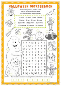 Halloween Wordsearch Worksheet Free ESL Printable