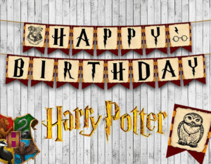 Harry Potter Inspired Printable Birthday Banner Happy Etsy