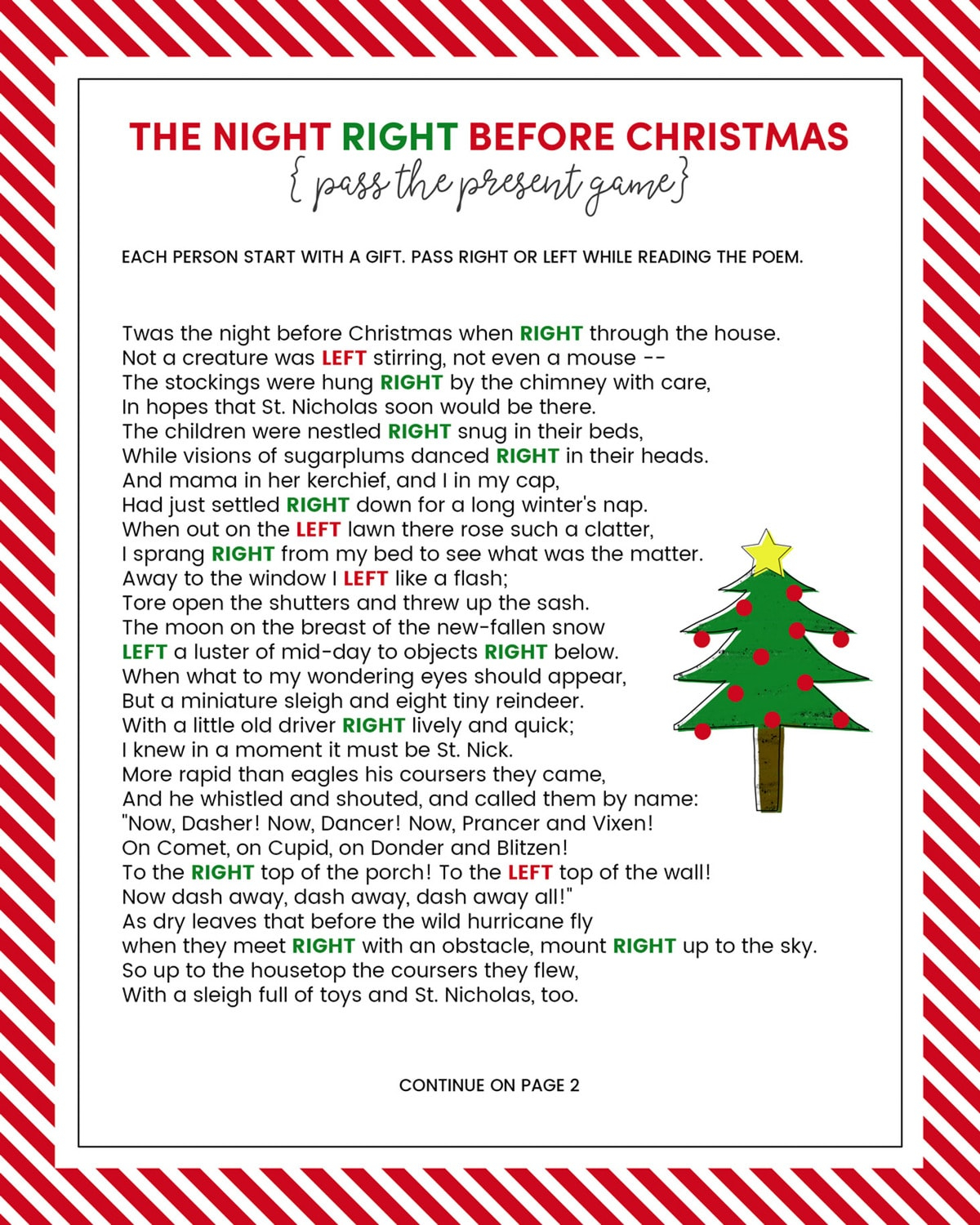 Free Printable Left Right Christmas Game NewFreePrintable