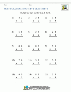 Multiplication Practice Worksheets Grade 3