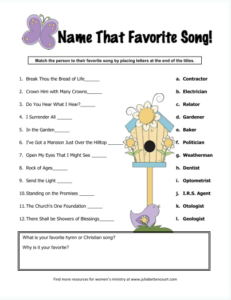 Name That Song Games Printable Womens Ministry Womens