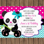 Panda Bear Birthday Invitation Panda Invitation Panda