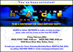 Paper Perfection Free Amazing Race Birthday Party