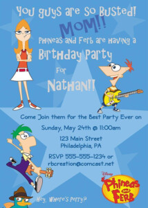 Phineas And Ferb Digital Birthday Party Invitations This