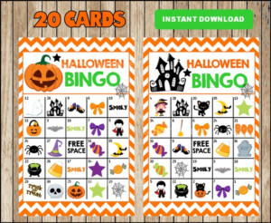 Printable 20 Halloween Bingo Cards Printable Halloween