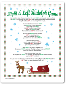 Printable Right Left Rudolph Game Funsational