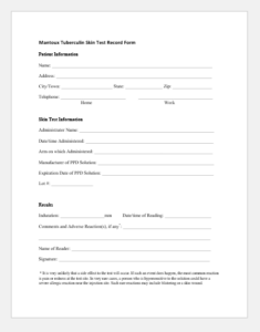 Printable Tuberculosis TB Test Forms Printable Medical