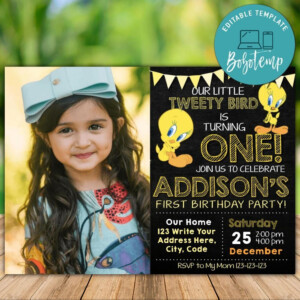 Printable Tweety Bird Birthday Invitation With Photo DIY