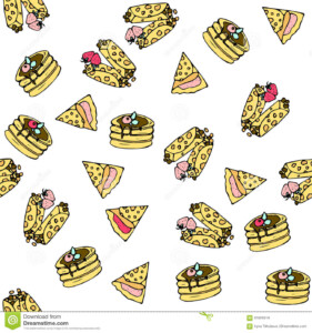 Seamless Vector Pattern With Doodle Sweet Pancakes Stock