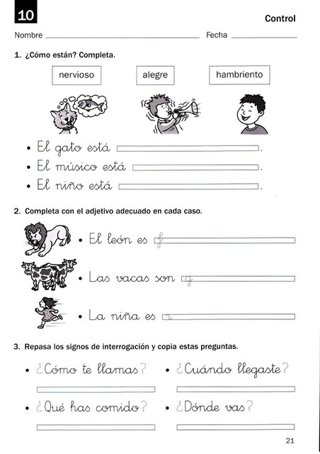 Free Printable Spanish Worksheets For First Grade
