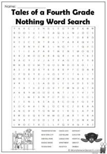 Tales Of A Fourth Grade Nothing Word Search Monster Word